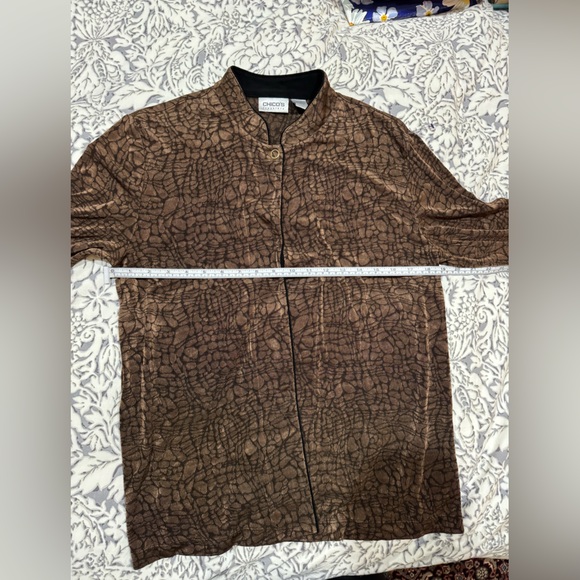 Chico’s gorgeous brown open front except for the snap button up vanity size 2 - Picture 5 of 8